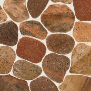 Kamień polny cięty – plastry brukowe bordowo brązowe